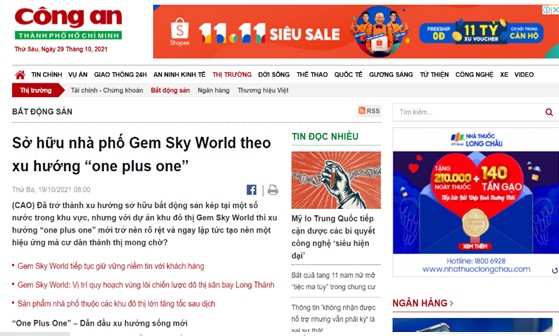 Những Bài Báo Uy Tín Đưa Tin Về KĐT Gem Sky World “Chuẩn Sống Mới”
