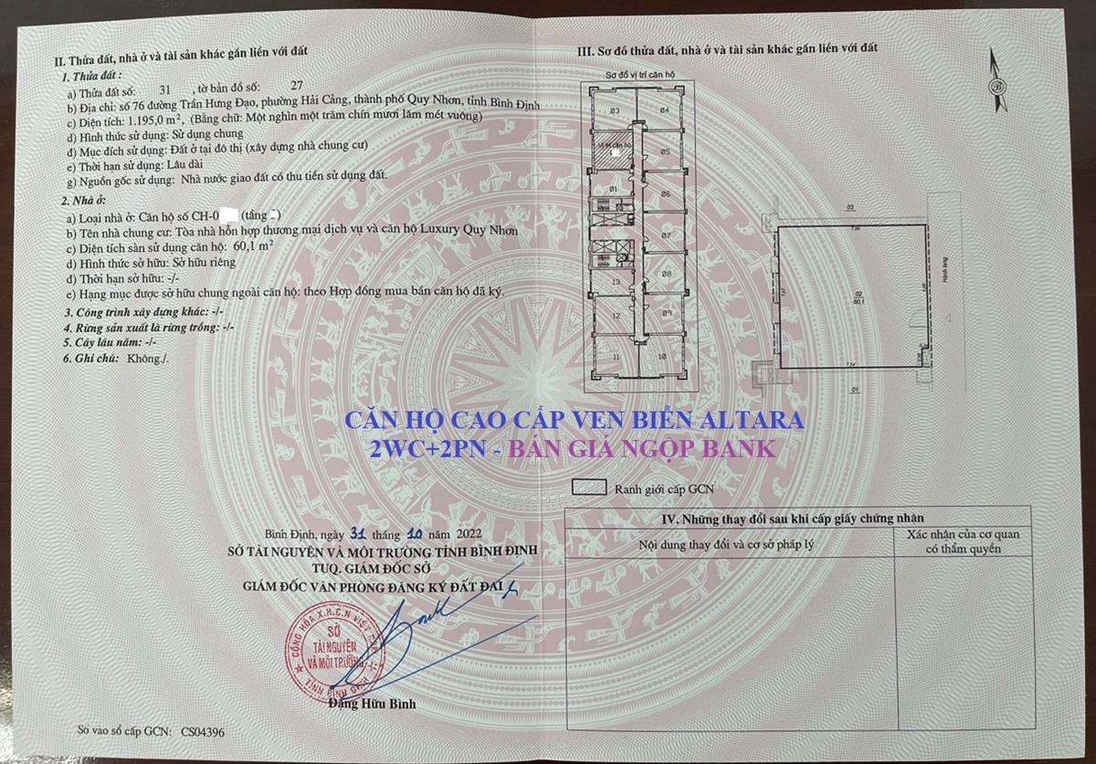 Căn Hộ Altara Quy Nhơn🍀1tỷ8 Có Sổ Hồng+Bao Nội Thất