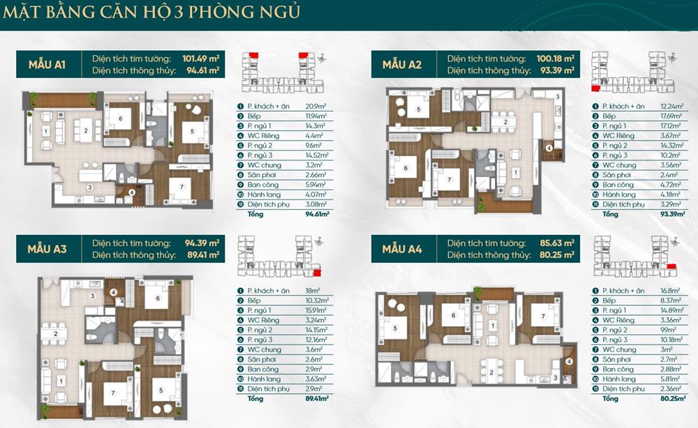 mặt bằng căn hộ 3pn the peak garden