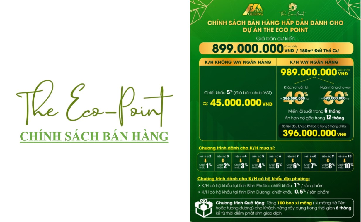 chính sách ưu đãi của asian lake view bình phước