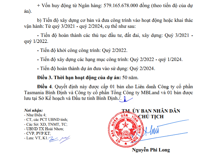 nhà đầu tư dự án tam quan bắc