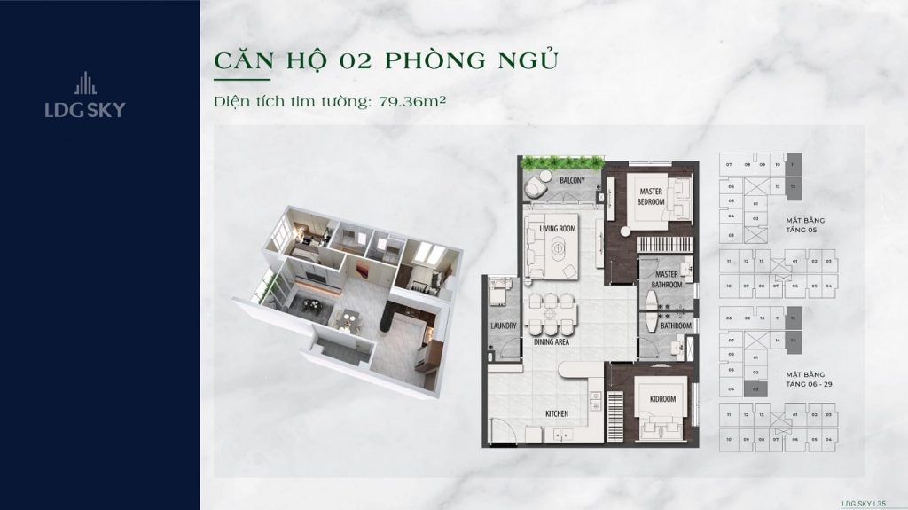 layout 2PN của chung cư ở thủ đức