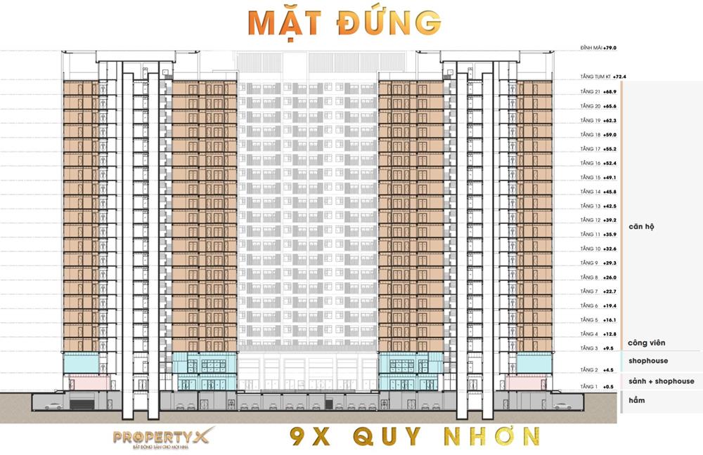 mặt bằng tầng chung cư 9x