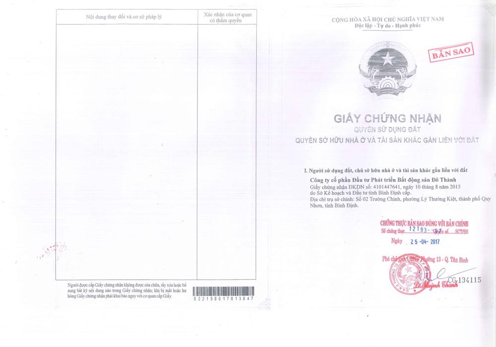 sổ đỏ dự án the sailing quy nhơn