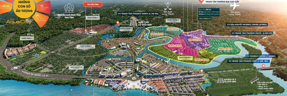 mặt bằng hệ thống giao thông tổng thể Aqua City