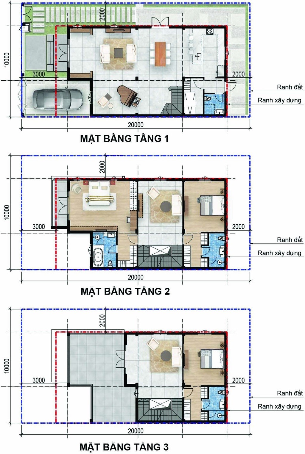 mặt bằng tầng mẫu biệt thự song lập aqua city