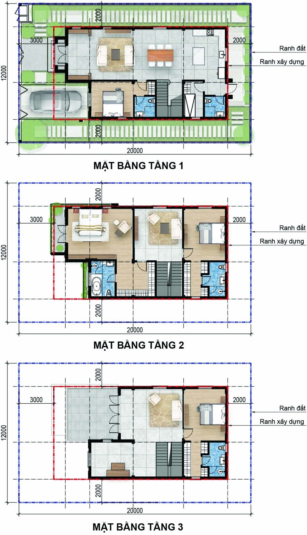 mặt bằng tầng mẫu biệt thự đơn lập aqua city