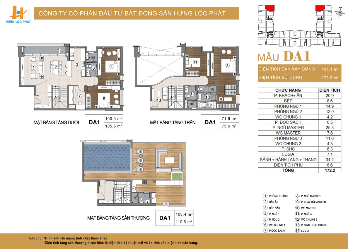 mặt bằng tầng duplex the peak