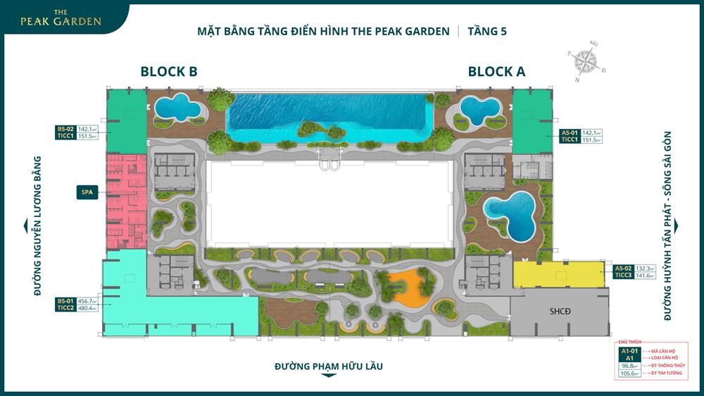 mặt bằng chung cư the peak garden
