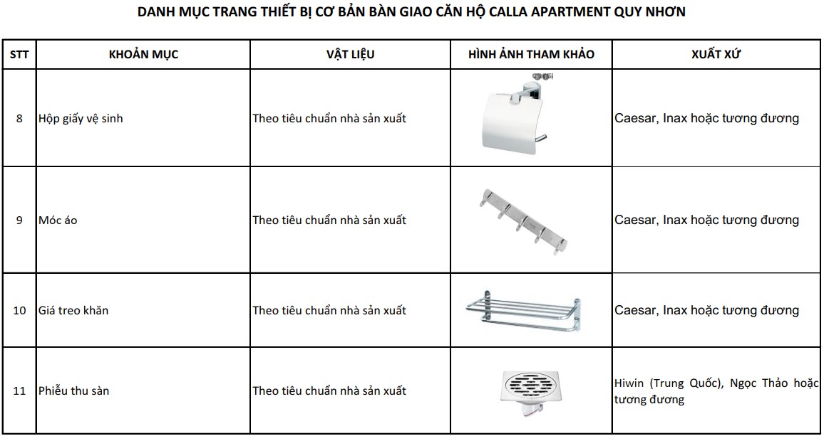 calla apartment quy nhon nội thất