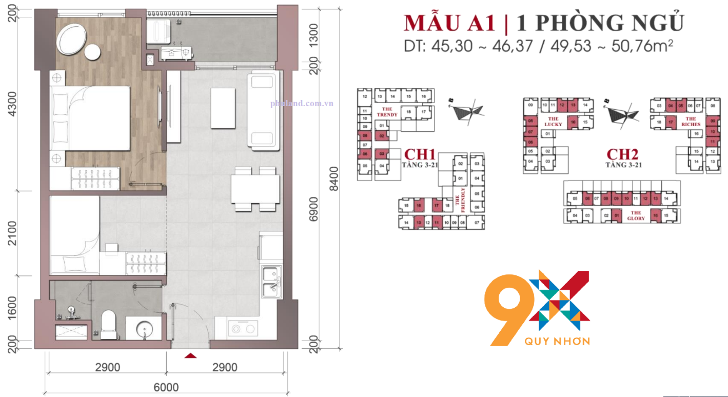 căn hộ 9x 1PN