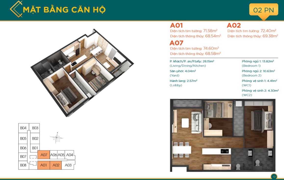 căn 2pn dự án viva plaza quận 7 