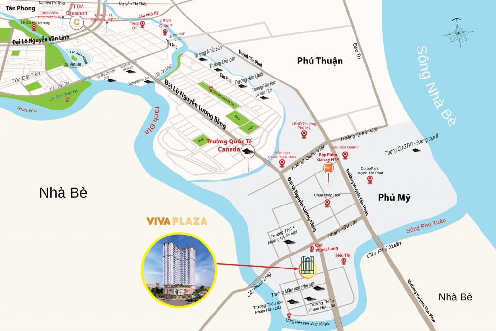 vị trí chung cư căn hộ quận 7 viva plaza