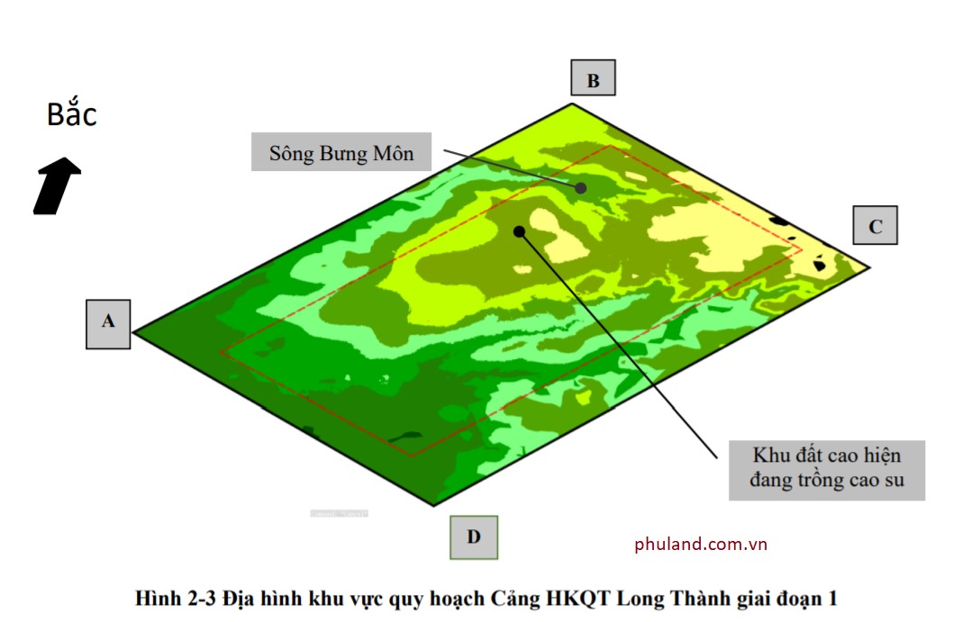 địa hình sân bay long thành