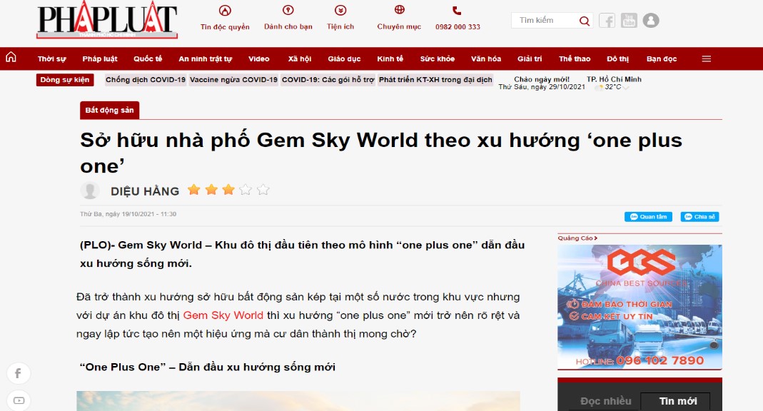 báo pháp luật vói về gem sky world
