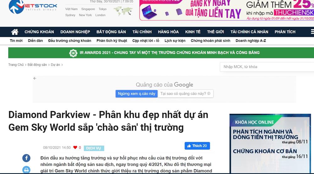 báo vietstock nói về gem sky world